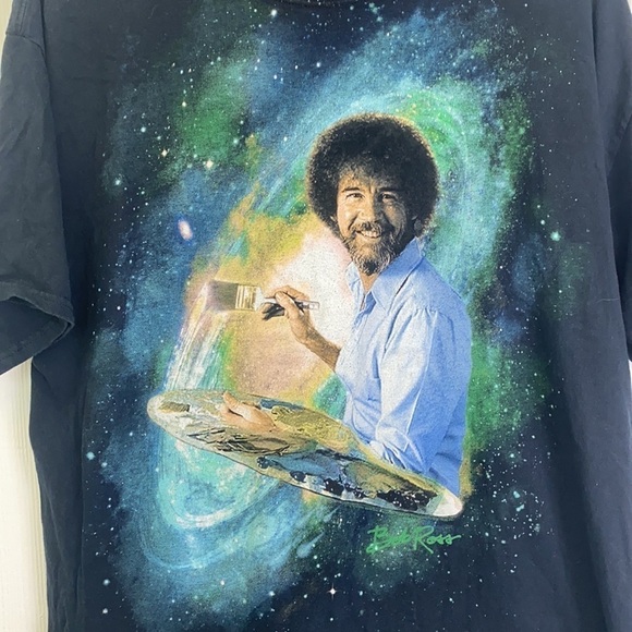 Bob Ross - Black Colorful Bob Ross Galaxy Painting Shirt Size XL - Picture 3 of 5